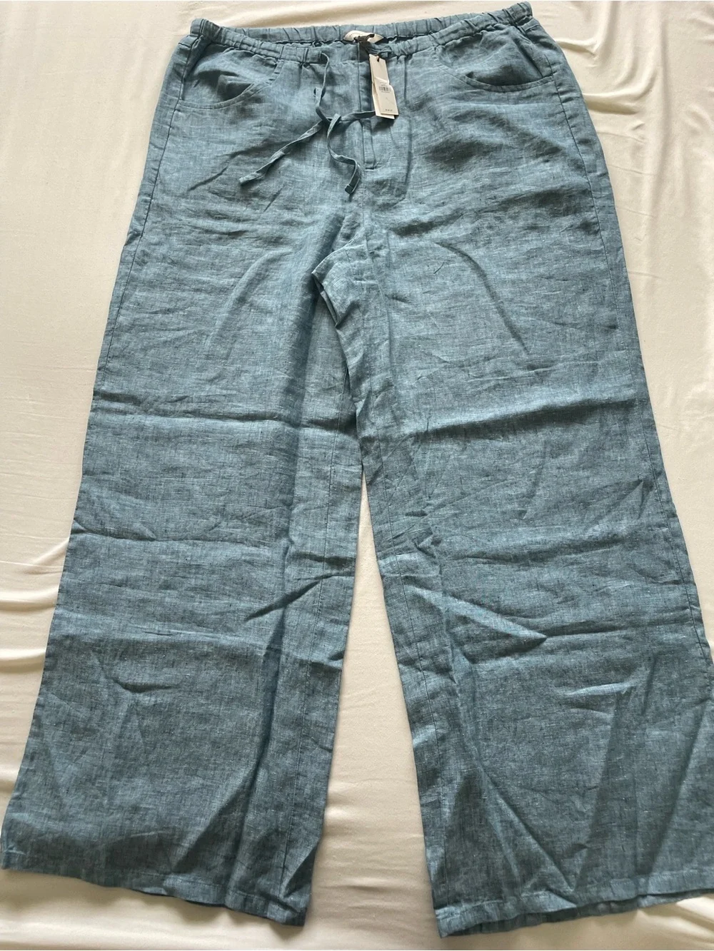 Banana Republic Light Blue Linen-Blend Wide Leg Pants